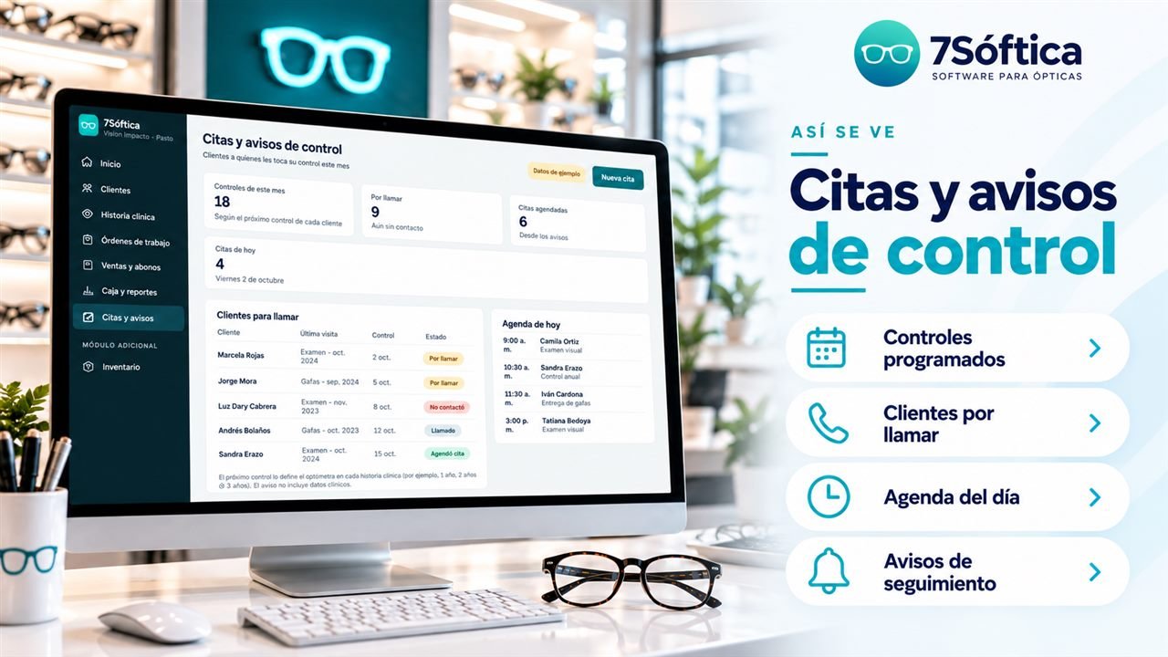 7Sóftica: Citas y avisos de control